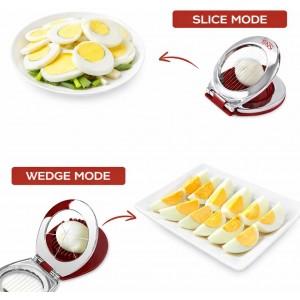 Egg Slicer & Cutter for Hard Boiled Eggs – 2-Way Multipurpose Stainless Steel Slicer for Fruits & Vegetables – Includes Cleaning Brush