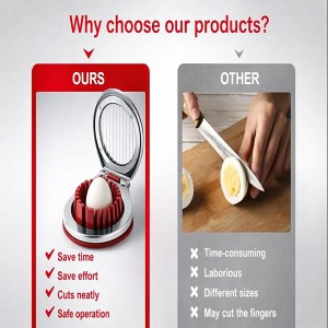 Egg Slicer & Cutter for Hard Boiled Eggs – 2-Way Multipurpose Stainless Steel Slicer for Fruits & Vegetables – Includes Cleaning Brush