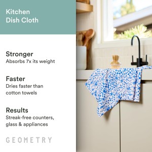 GEOMETRY Dishcloth – Spring & Summer Collection – Quick-Dry, Ultra-Absorbent, Reusable Microfiber Kitchen Towels for Drying & Cleaning - Santorini Tile - 3 Pack