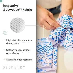 GEOMETRY Dishcloth – Spring & Summer Collection – Quick-Dry, Ultra-Absorbent, Reusable Microfiber Kitchen Towels for Drying & Cleaning - Santorini Tile - 3 Pack