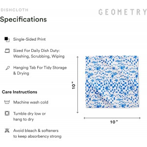 GEOMETRY Dishcloth – Spring & Summer Collection – Quick-Dry, Ultra-Absorbent, Reusable Microfiber Kitchen Towels for Drying & Cleaning - Santorini Tile - 3 Pack