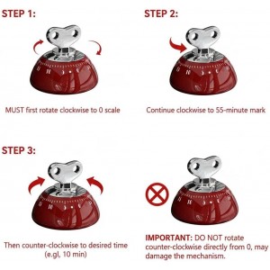 Retro Kitchen Timer Magnetic Mechanical 60 Minute Wind Up Timer No Batteries, Loud Alarm Timer for Cooking, Baking, Classroom, ABS Portable Kitchen Timer, Magnetic Mechanical Timing（Red ）