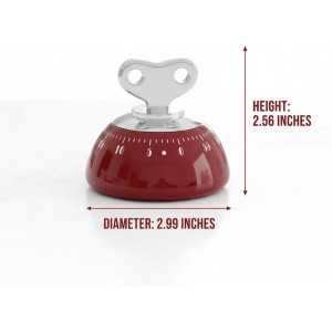 Retro Kitchen Timer Magnetic Mechanical 60 Minute Wind Up Timer No Batteries, Loud Alarm Timer for Cooking, Baking, Classroom, ABS Portable Kitchen Timer, Magnetic Mechanical Timing（Red ）
