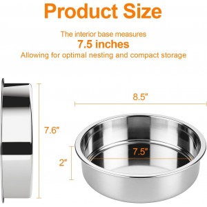 tifanso Set of 3 Stainless Steel Cake Pans - 8 Inch Round Layer Cake Baking Pan Molds, Stackable Even Heating Baking Set, Dishwasher Safe Bakeware Tins for Home Bakers, Birthday Party Wedding