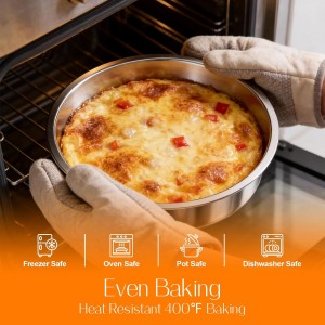 tifanso Set of 3 Stainless Steel Cake Pans - 8 Inch Round Layer Cake Baking Pan Molds, Stackable Even Heating Baking Set, Dishwasher Safe Bakeware Tins for Home Bakers, Birthday Party Wedding