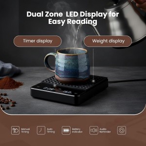 Coffee Scale with Timer 3kg/0.1g High Precision Digital Espresso Scale for Pour Over and Drip Coffee Large Gram Scale for Kitchen Baking and Jewelry with Rechargeable Battery and Silicone Mat