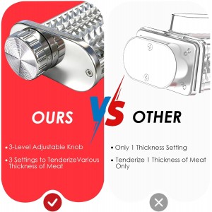 Meat Tenderizer Attachment for KitchenAid Stand Mixer, 3 Adjustable Thickness Settings, Meat Tenderizer Tool with Safe Cover, Dishwasher Safe, Meat Tenderizer Tool