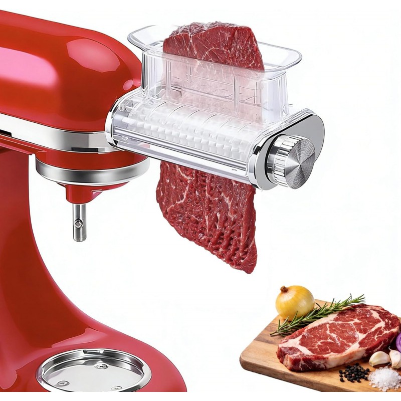 Meat Tenderizer Attachment for KitchenAid Stand Mixer, 3 Adjustable Thickness Settings, Meat Tenderizer Tool with Safe Cover, Dishwasher Safe, Meat Tenderizer Tool