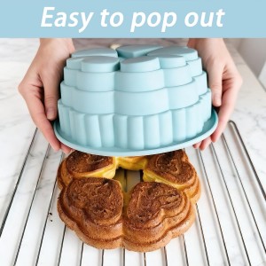 La Chat Cake Pans, Non-stick Silicone tube Baking Molds, microwave safe silicone round Cake Pan for round cakes, Jello,Gelatin,Chocoflan,Flan (1 blue cake)