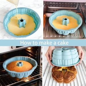 La Chat Cake Pans, Non-stick Silicone tube Baking Molds, microwave safe silicone round Cake Pan for round cakes, Jello,Gelatin,Chocoflan,Flan (1 blue cake)