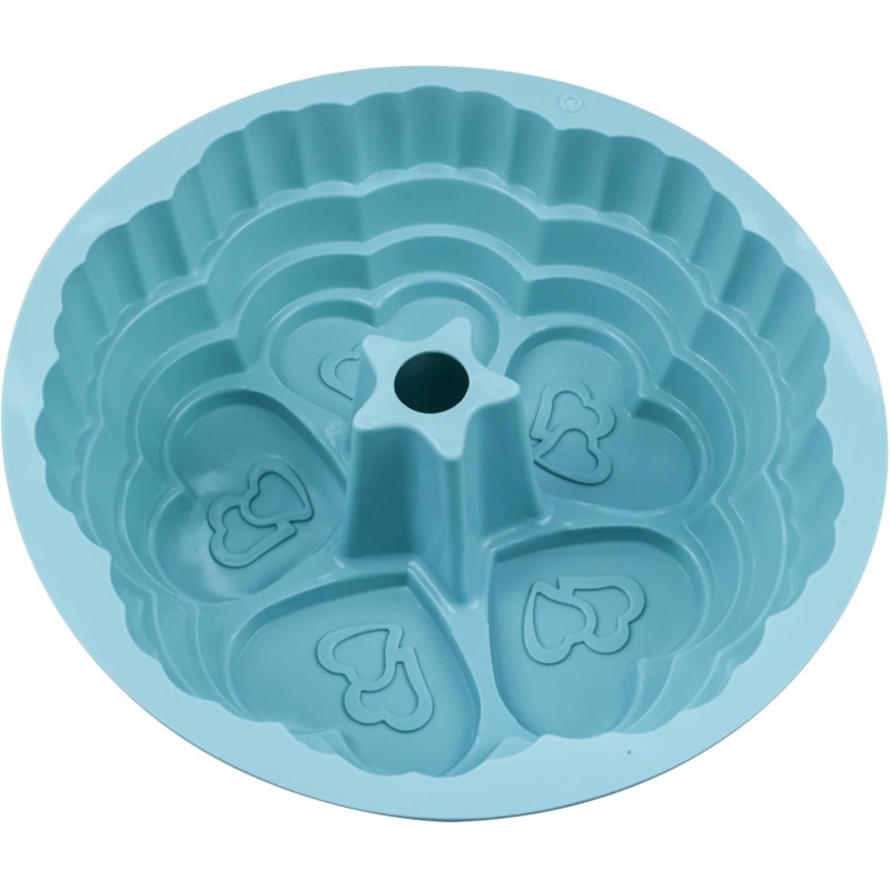 La Chat Cake Pans, Non-stick Silicone tube Baking Molds, microwave safe silicone round Cake Pan for round cakes, Jello,Gelatin,Chocoflan,Flan (1 blue cake)