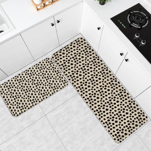 Sweetshow Black Polka Dots Kitchen Rugs for Floor Set of 2 Boho Style Print Brush Strokes Design Modern Kitchen Mats Non Slip Washable Holiday Farmhouse Decorative Runner Mats, 17