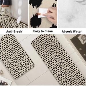 Sweetshow Black Polka Dots Kitchen Rugs for Floor Set of 2 Boho Style Print Brush Strokes Design Modern Kitchen Mats Non Slip Washable Holiday Farmhouse Decorative Runner Mats, 17