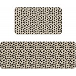 Sweetshow Black Polka Dots Kitchen Rugs for Floor Set of 2 Boho Style Print Brush Strokes Design Modern Kitchen Mats Non Slip Washable Holiday Farmhouse Decorative Runner Mats, 17