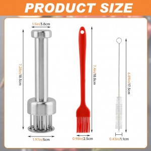 Meat Tenderizer Tool with 21 Sharp Needles, Retractable Safety Guard Tenderizer Mallet for Chicken, Beef, Pork, Marinating, Small Meat Grinder