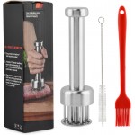 Meat Tenderizer Tool with 21 Sharp Needles, Retractable Safety Guard Tenderizer Mallet for Chicken, Beef, Pork, Marinating, Small Meat Grinder