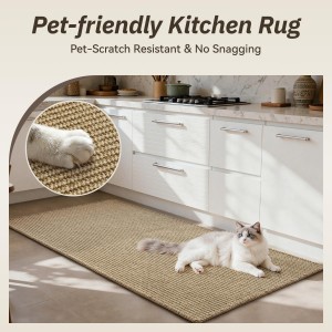 RESARE 100% Jute Kitchen Rugs Non Slip, 17