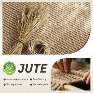 RESARE 100% Jute Kitchen Rugs Non Slip, 17