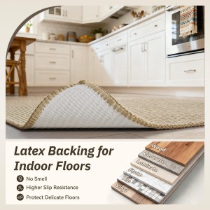 RESARE 100% Jute Kitchen Rugs Non Slip, 17