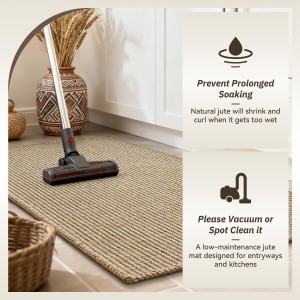 RESARE 100% Jute Kitchen Rugs Non Slip, 17