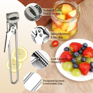 Adjustable Stainless Steel Jar Opener - Easy-Grip Kitchen Gadget for Jars, Bottles & Lids, User-Friendly Leverage Design,Effortless Grip for Seniors & Weak Hands (2PC)