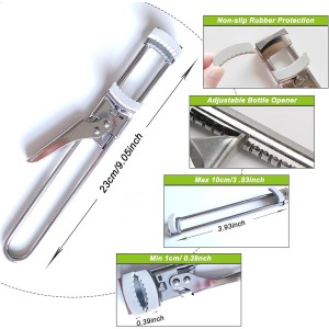 Adjustable Stainless Steel Jar Opener - Easy-Grip Kitchen Gadget for Jars, Bottles & Lids, User-Friendly Leverage Design,Effortless Grip for Seniors & Weak Hands (2PC)