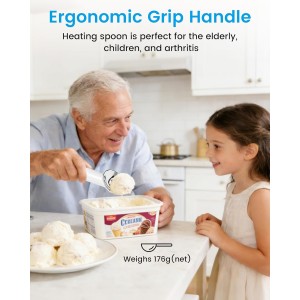 Heated Ice Cream Scoop Rechargeable, Electric Scooper for Hard Icecream, Warming Spoon with LED Display, Fast Charge, Easy To Clean - White