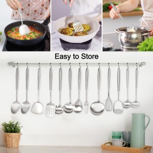 304 Stainless Steel Cooking Utensils Set, 16PCS Stainless Steel Kitchen Utensils Set, Metal Kitchen Utensils Set Include Meat Fork, Tongs, Turner, Soup Ladle, Dishwasher Safe