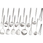 304 Stainless Steel Cooking Utensils Set, 16PCS Stainless Steel Kitchen Utensils Set, Metal Kitchen Utensils Set Include Meat Fork, Tongs, Turner, Soup Ladle, Dishwasher Safe