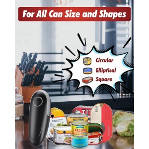 One Touch Electric Can Opener Fits All Can Sizes, Electric Can Openers for Kitchen Food Safe with Smooth Edge, Kitchen Gadgets Battery Operated Can Openers for Seniors, Arthritis and Chef