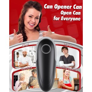 One Touch Electric Can Opener Fits All Can Sizes, Electric Can Openers for Kitchen Food Safe with Smooth Edge, Kitchen Gadgets Battery Operated Can Openers for Seniors, Arthritis and Chef