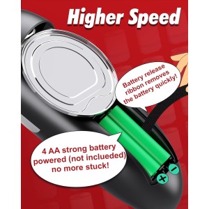 One Touch Electric Can Opener Fits All Can Sizes, Electric Can Openers for Kitchen Food Safe with Smooth Edge, Kitchen Gadgets Battery Operated Can Openers for Seniors, Arthritis and Chef