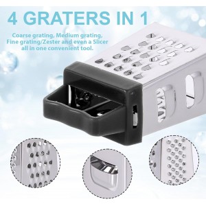 12 Pcs Mini Cheese Grater Stainless Steel Box Grater with 4 Sides Professional Fine Coarse Handheld Slicer Small Lemon Safe Zester Shredder for Kitchen Ginger Vegetable Potatoes Food