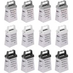 12 Pcs Mini Cheese Grater Stainless Steel Box Grater with 4 Sides Professional Fine Coarse Handheld Slicer Small Lemon Safe Zester Shredder for Kitchen Ginger Vegetable Potatoes Food