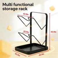 Kitchen Pot Lid Storage Rack, Versatile Pot Lid Holder, Pots Lids Organizer Rack With Removable Drip Tray, Stainless Steel Spoon Rest, Space-Saving Lid Rack, Suitable For Kitchen Utensil Storage