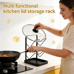 Kitchen Pot Lid Storage Rack, Versatile Pot Lid Holder, Pots Lids Organizer Rack With Removable Drip Tray, Stainless Steel Spoon Rest, Space-Saving Lid Rack, Suitable For Kitchen Utensil Storage