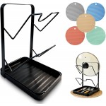 Kitchen Pot Lid Storage Rack, Versatile Pot Lid Holder, Pots Lids Organizer Rack With Removable Drip Tray, Stainless Steel Spoon Rest, Space-Saving Lid Rack, Suitable For Kitchen Utensil Storage