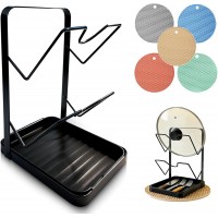Kitchen Pot Lid Storage Rack, Versatile Pot Lid Holder, Pots Lids Organizer Rack With Removable Drip Tray, Stainless Steel Spoon Rest, Space-Saving Lid Rack, Suitable For Kitchen Utensil Storage