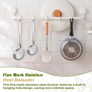 2 Pack Fine Mesh Stainless Steel Colander, Skimmer Spoon, Fine Mesh Stainless Steel Sieve Colander for Skimming Grease and Foam Food Strainer Kitchen Gadget (Large+Small)