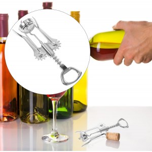 Metal Lever Corkscrew Wine Bottle Opener Manual Wine Corkscrew with Cap Opener for Home Bar and Party Use