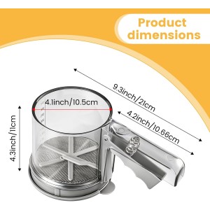 3 Cup Flour Sifter, Sifter for Baking Sifter Handheld Baking Sieve Food-Grade Double-Filter Stainless Steel Flour Sifter Non-Rust Sifter used for Rapid Screening of Flour Apricot Flour Sugar Powder