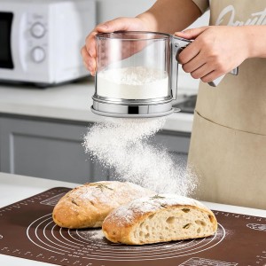 3 Cup Flour Sifter, Sifter for Baking Sifter Handheld Baking Sieve Food-Grade Double-Filter Stainless Steel Flour Sifter Non-Rust Sifter used for Rapid Screening of Flour Apricot Flour Sugar Powder