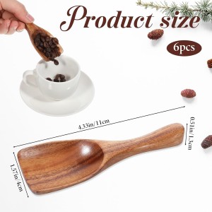 6 Pcs Wooden Scoops for Canisters, Wooden Scoop for Jars, Acacia Wood Bean Salt Spoons, Big-Wooden Scoops Shovel for Big Jars Canisters Ground Coffee Flour