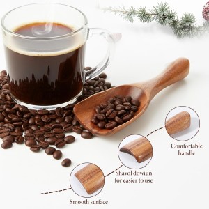 6 Pcs Wooden Scoops for Canisters, Wooden Scoop for Jars, Acacia Wood Bean Salt Spoons, Big-Wooden Scoops Shovel for Big Jars Canisters Ground Coffee Flour