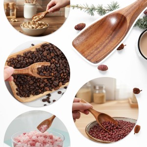 6 Pcs Wooden Scoops for Canisters, Wooden Scoop for Jars, Acacia Wood Bean Salt Spoons, Big-Wooden Scoops Shovel for Big Jars Canisters Ground Coffee Flour