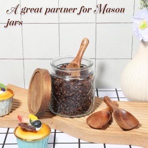 6 Pcs Wooden Scoops for Canisters, Wooden Scoop for Jars, Acacia Wood Bean Salt Spoons, Big-Wooden Scoops Shovel for Big Jars Canisters Ground Coffee Flour