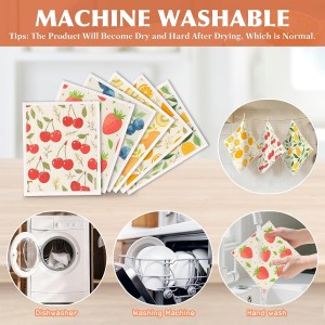 Swedish Dishcloths for Kitchen, 6 Pack Reusable Paper Towels, Biodegradable Swedish Rags Dish Towels, Washable Absorbent Cellulose Sponge Cloths No Odor for Cleaning Home Kitchen