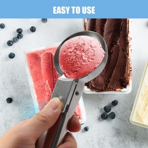 Ice Cream Scoop Set, Stainless Steel Ice Cream Scoop with Trigger Release, Ic-e Crea-m Ball Making Scooper Old Time Cylindrical Scooper for Fruits Mashed Potatoes(COLOR:Silver)