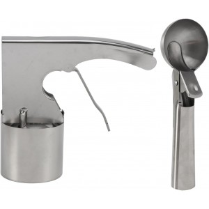 Ice Cream Scoop Set, Stainless Steel Ice Cream Scoop with Trigger Release, Ic-e Crea-m Ball Making Scooper Old Time Cylindrical Scooper for Fruits Mashed Potatoes(COLOR:Silver)