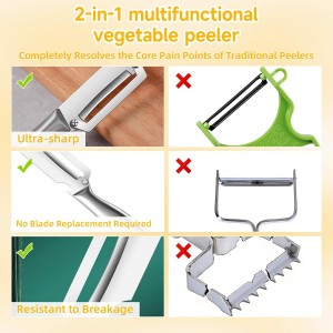 Multi-Functional Vegetable Peeler for Kitchen, Fruit Peeling Knife，stainless steel sharp blade with bottle opener, suitable for fruits and vegetables, pumpkin, sugar cane. (Stainless steel handle)
